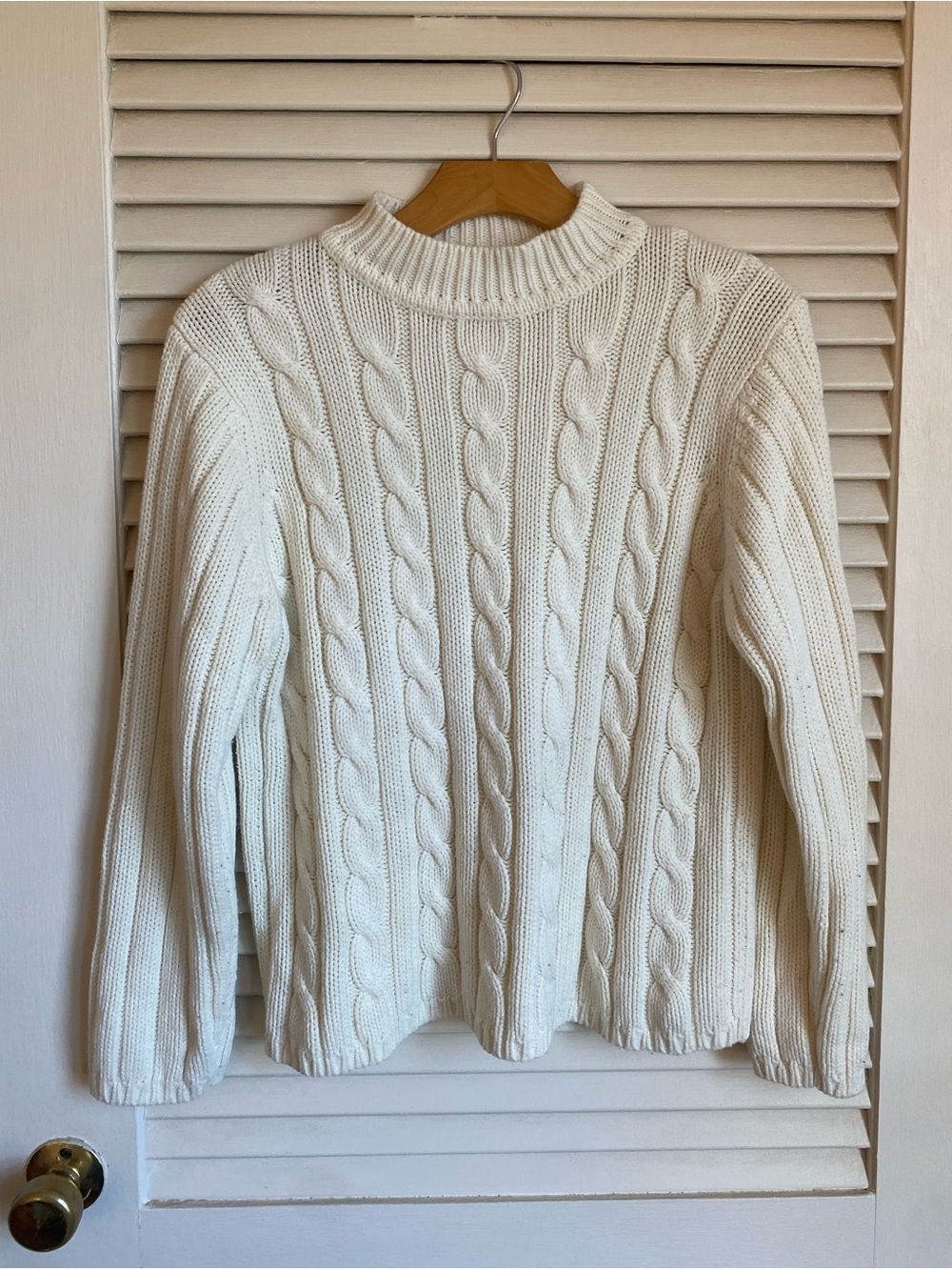 Cable Knit Vintage Mock Neck Cream Sweater